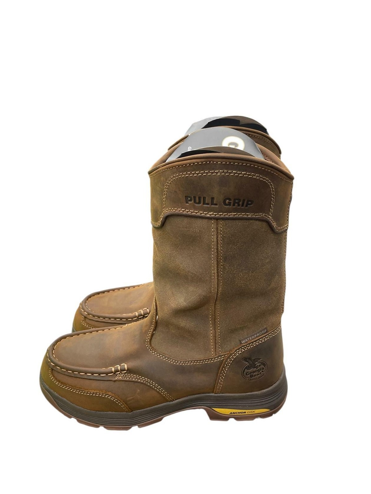 GEORGIA BOOT Men Athens SuperLyte Alloy Toe WP Wellington Boot Brown Size 9.5M