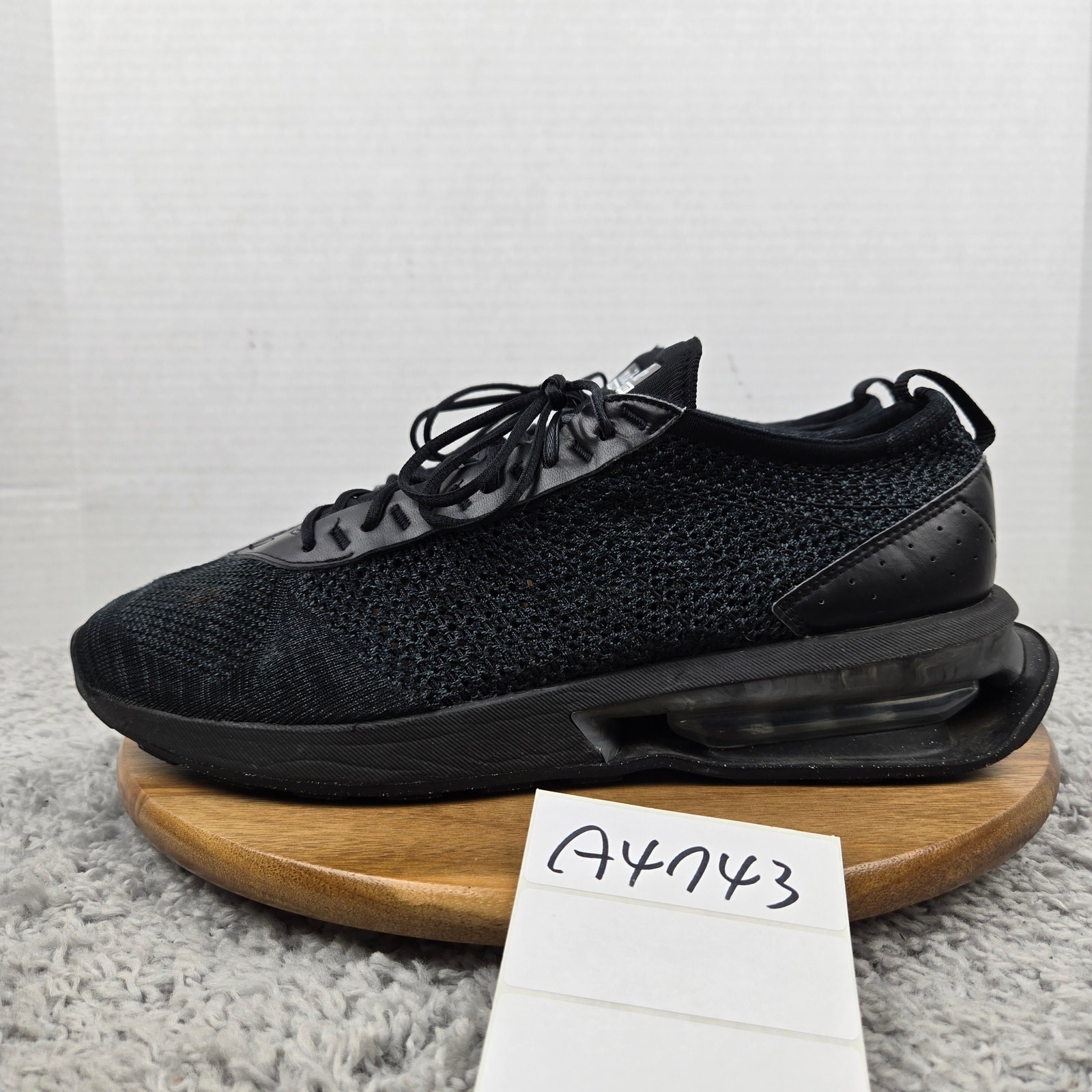 Nike Mens 12 Air Max Flyknit Racer Triple Black Casual Daily Lifestyle Sneaker