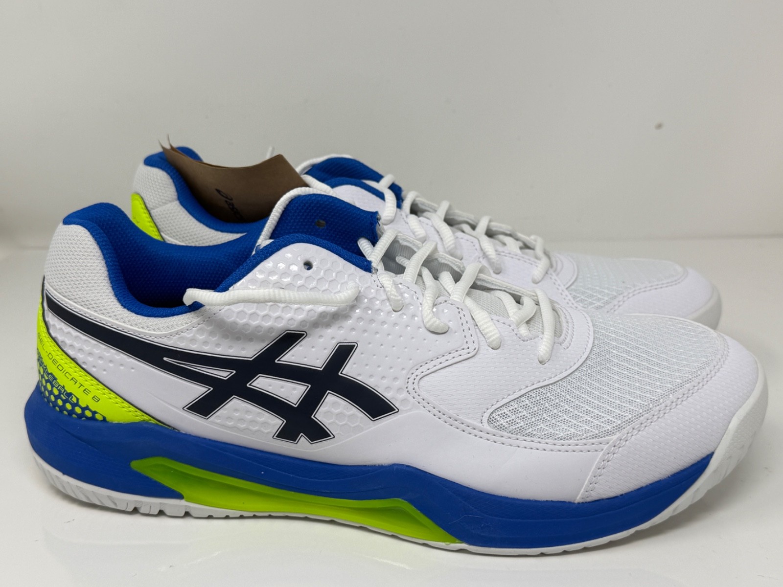 ASICS Men’s Gel-Dedicate 8 Pickleball White Black Blue Size 12