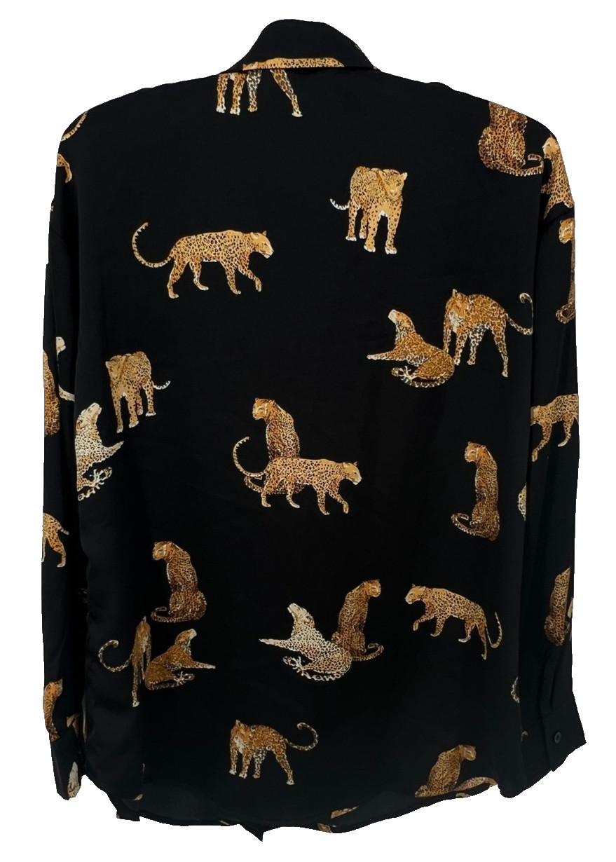 Mazik Women’s SMALL Leopard Print Button Down Long Sleeve Blouse Top