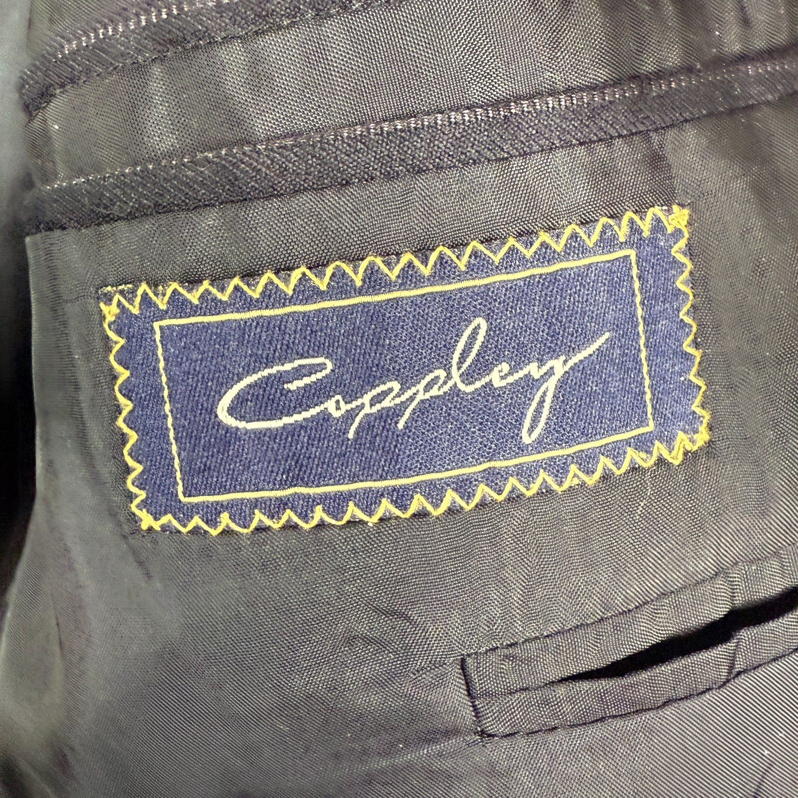 Coppley Suit Mens 42L Navy Blue Pinstripe 3 Button Ermenegildo Zegna Cloth 36×30