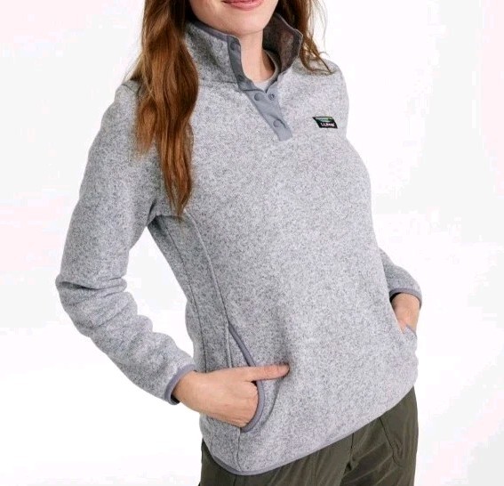 LL Bean Gray 1/4 Snap Pullover Sweatshirt Women’s Regular Small (B16)