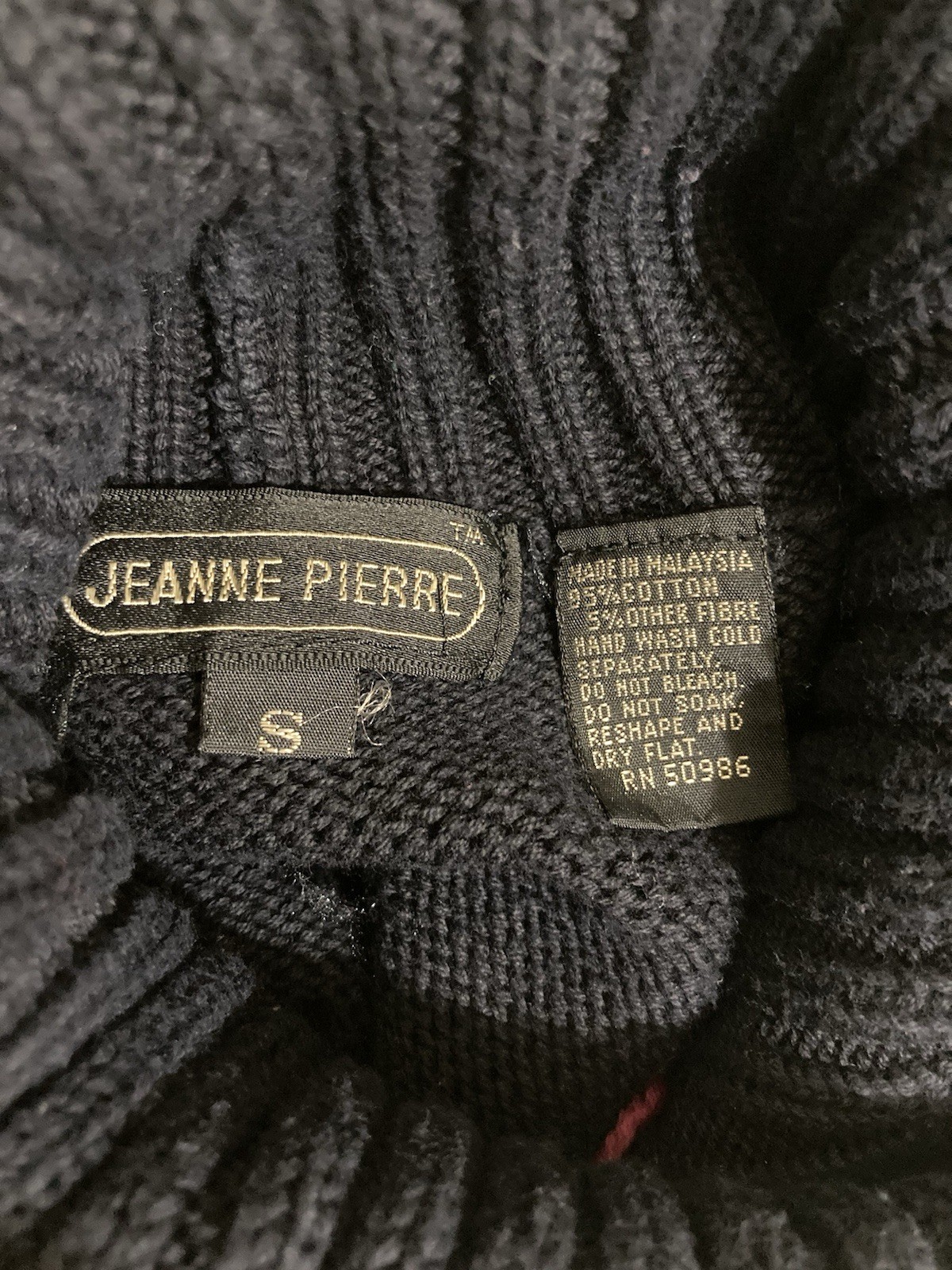 Vintage Jeanne Pierre Sweater Small Knit Geometric Turtleneck Pullover