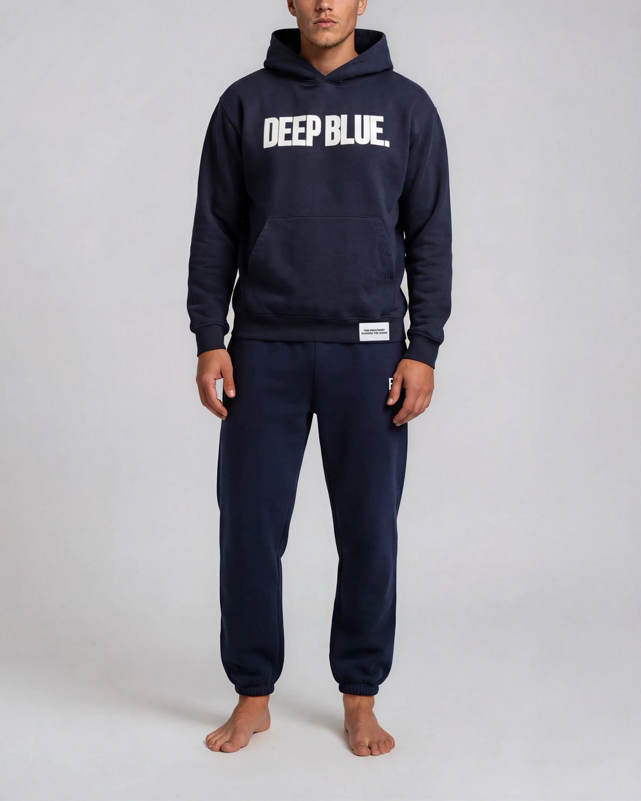 Planet Deep Blue “DEEP BLUE” Navy Pullover Hoodie (Made in LA) Sz L 🌊 NWOT
