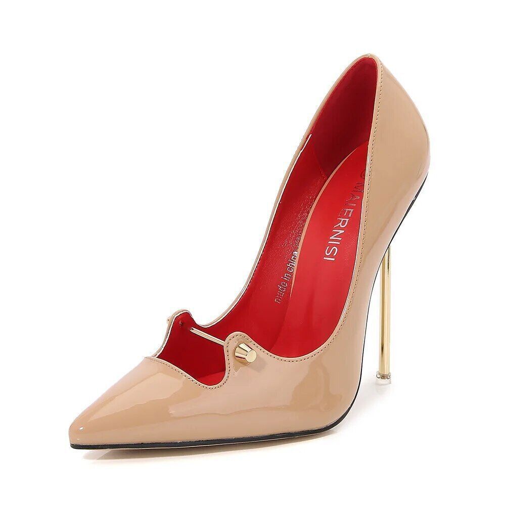 12cm Women Shallow Mouth High Heeled Metal Heel Stilettos Party Shoes Club Pumps