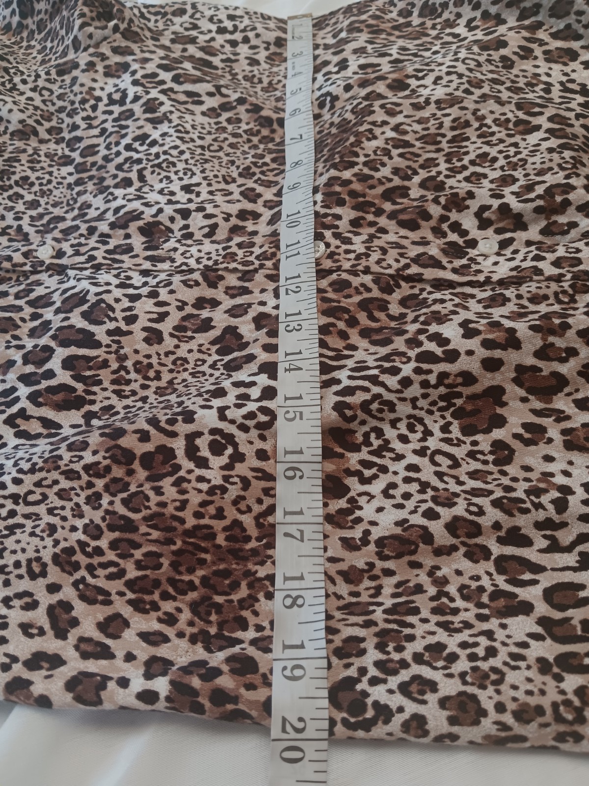 Chaps Non-Iron Brown Leopard Print Collared Long Sleeve Woven Cotton L/G