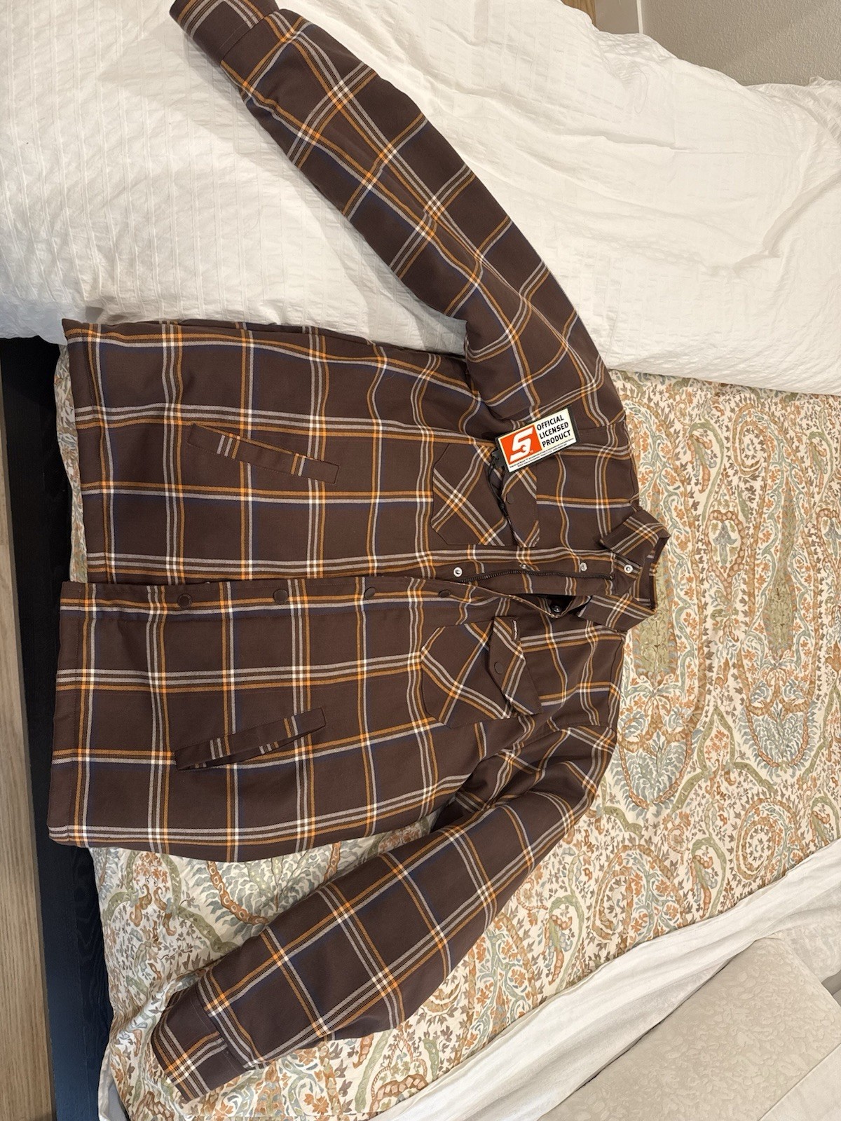 Dixxon Snap on Flannel jacket medium Mens Yellow Brown Plaid