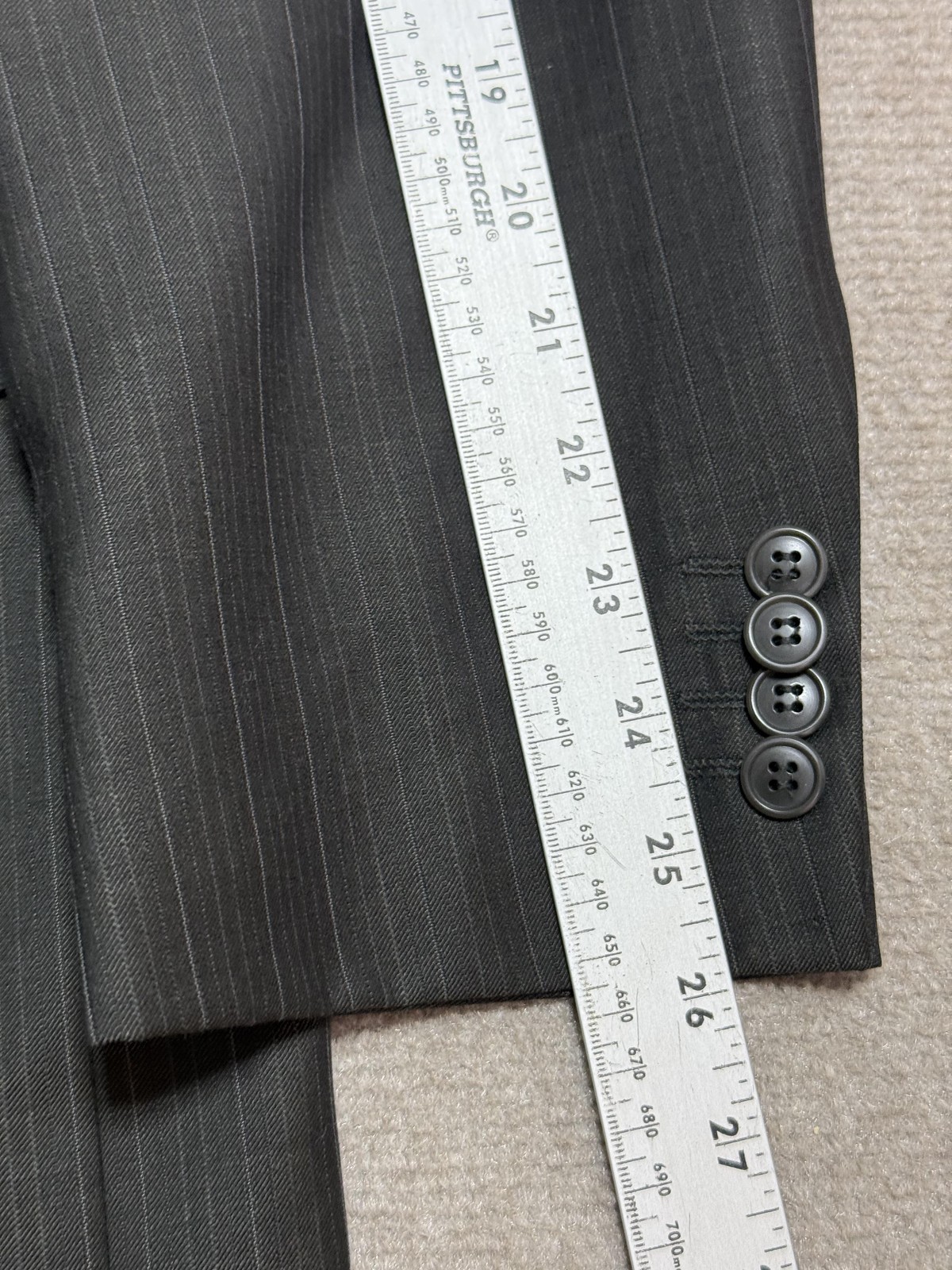Visconti Blazer Suit Jacket Mens 46R Gray Pinstripe Super 140s Wool 3 Button