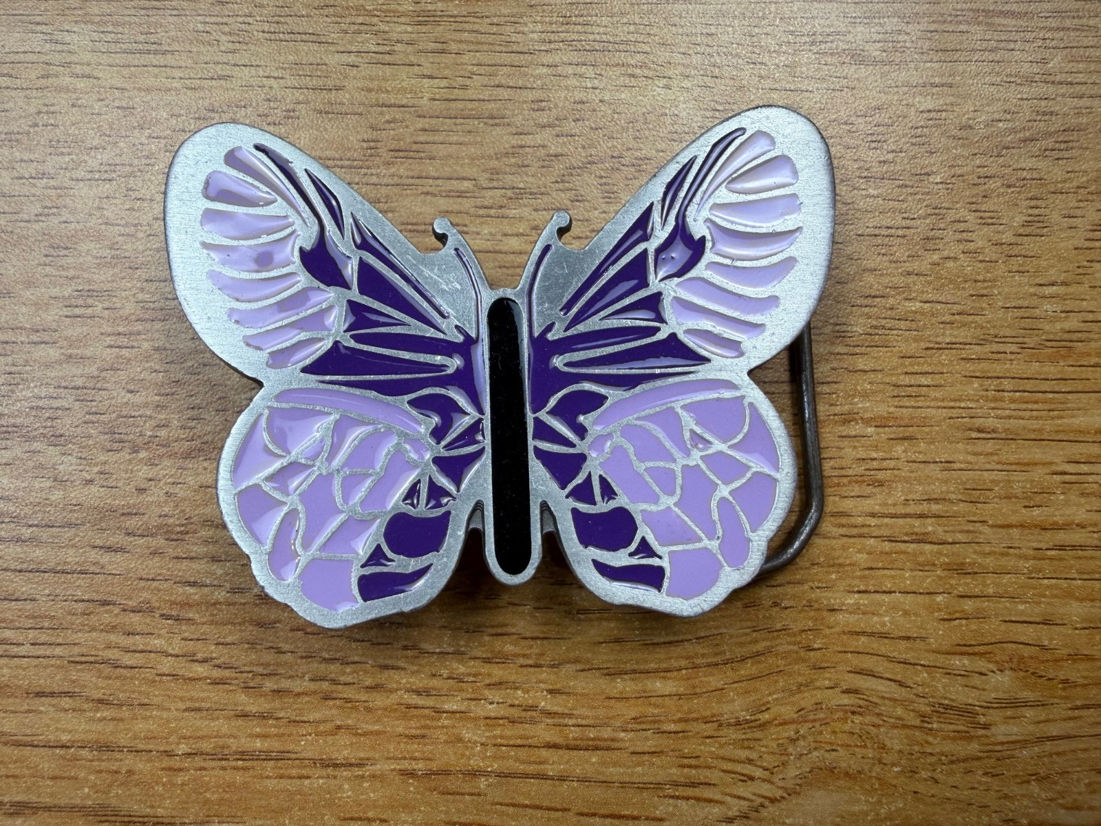 Purple Enameled Butterfly Belt Buckle