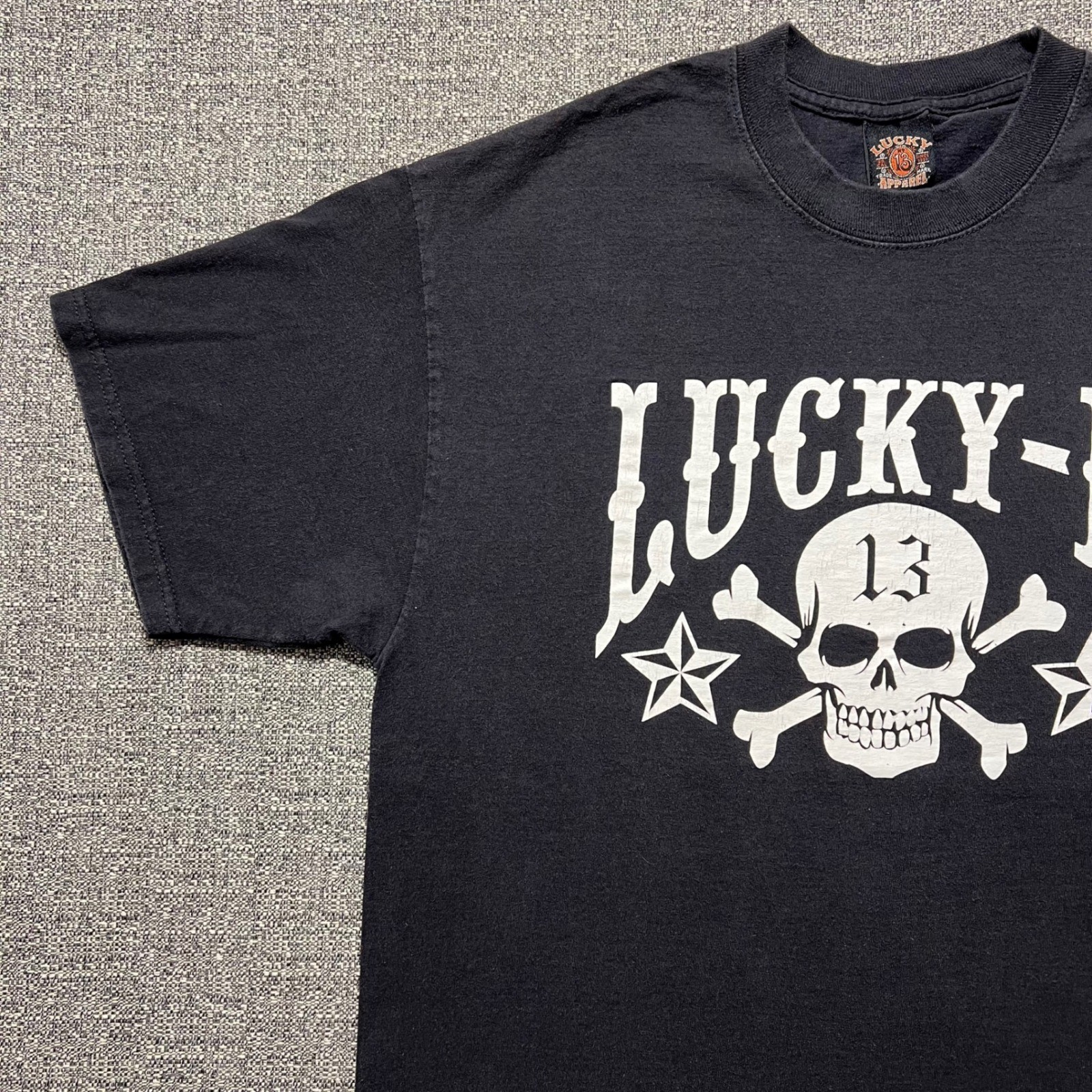 Vintage 90s Lucky 13 Apparel SoCal Skull Crossbones T Shirt Mens Large Black USA