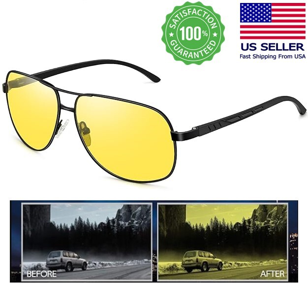 Tac Night Vision Glasses Polarized Sunglasses for Men Anti Glare Driving Goggles