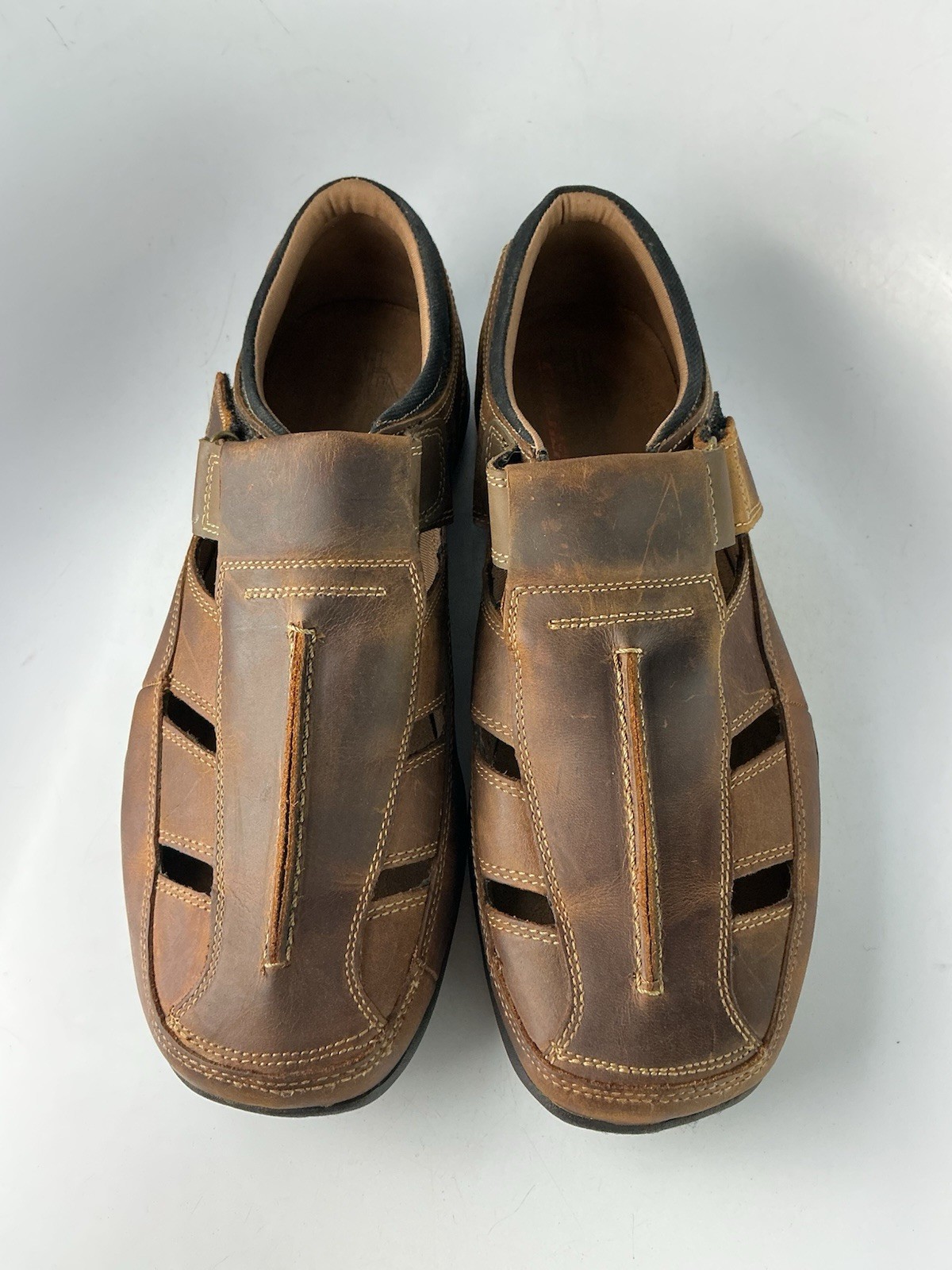 Skechers Men’s Striking Berra Fisherman Leather Sandals Brown Sz 12 US Medium
