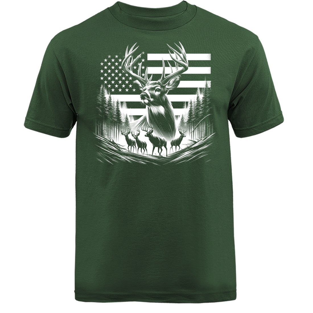 American Flag Deer Hunting Buck Wildlife Wilderness Outdoor Nature T-shirt