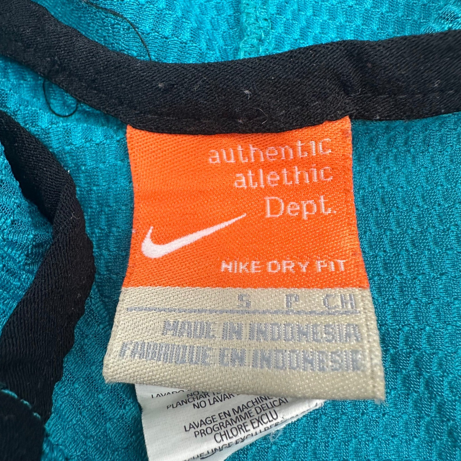 Nike Dry Fit Womens Teal Waffle Knit Full Zip Hoodie Mesh Jacket Small 19542