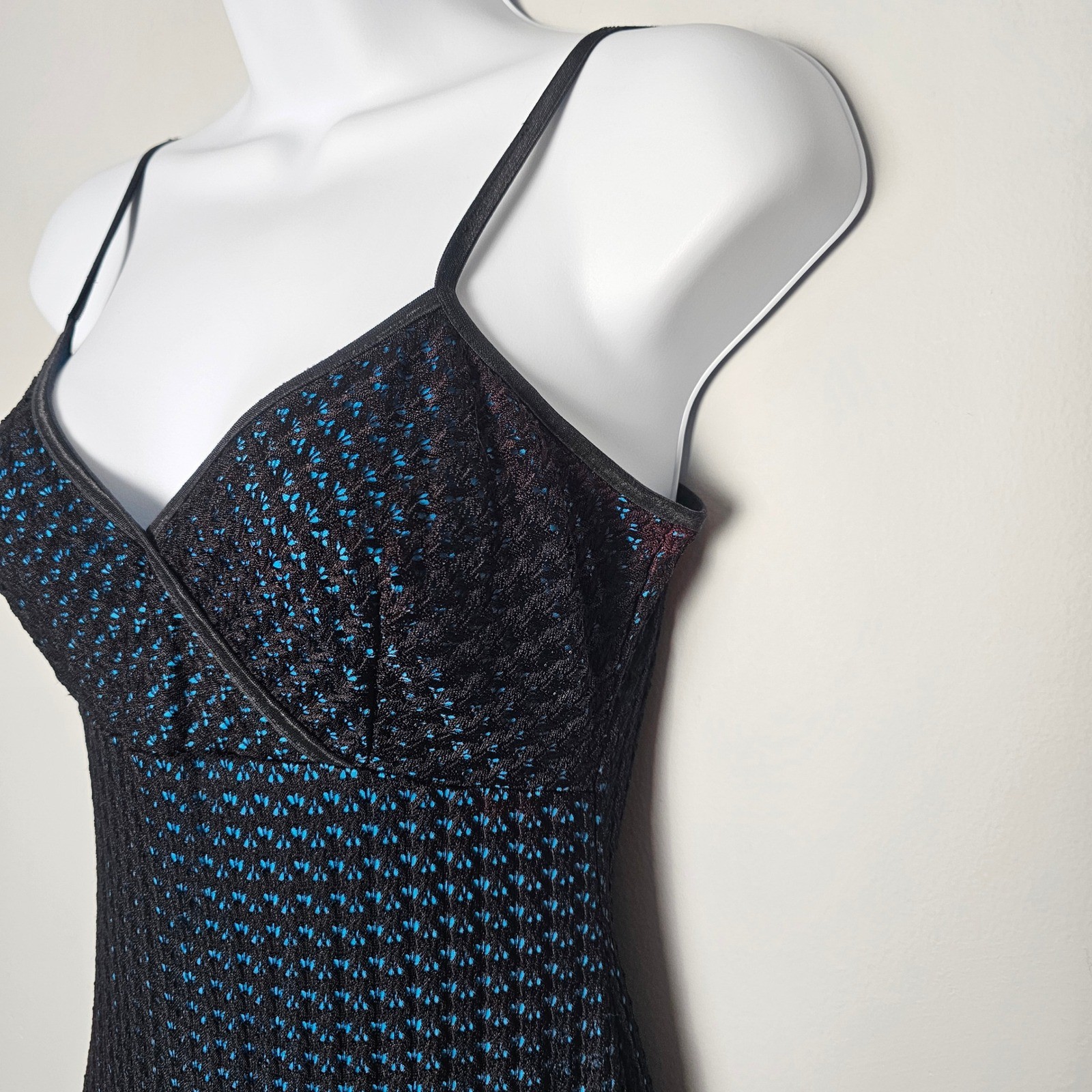 Breakin Loose Y2K Crochet Overlay Midi Dress Women 3/4 Black Blue Whimsigoth