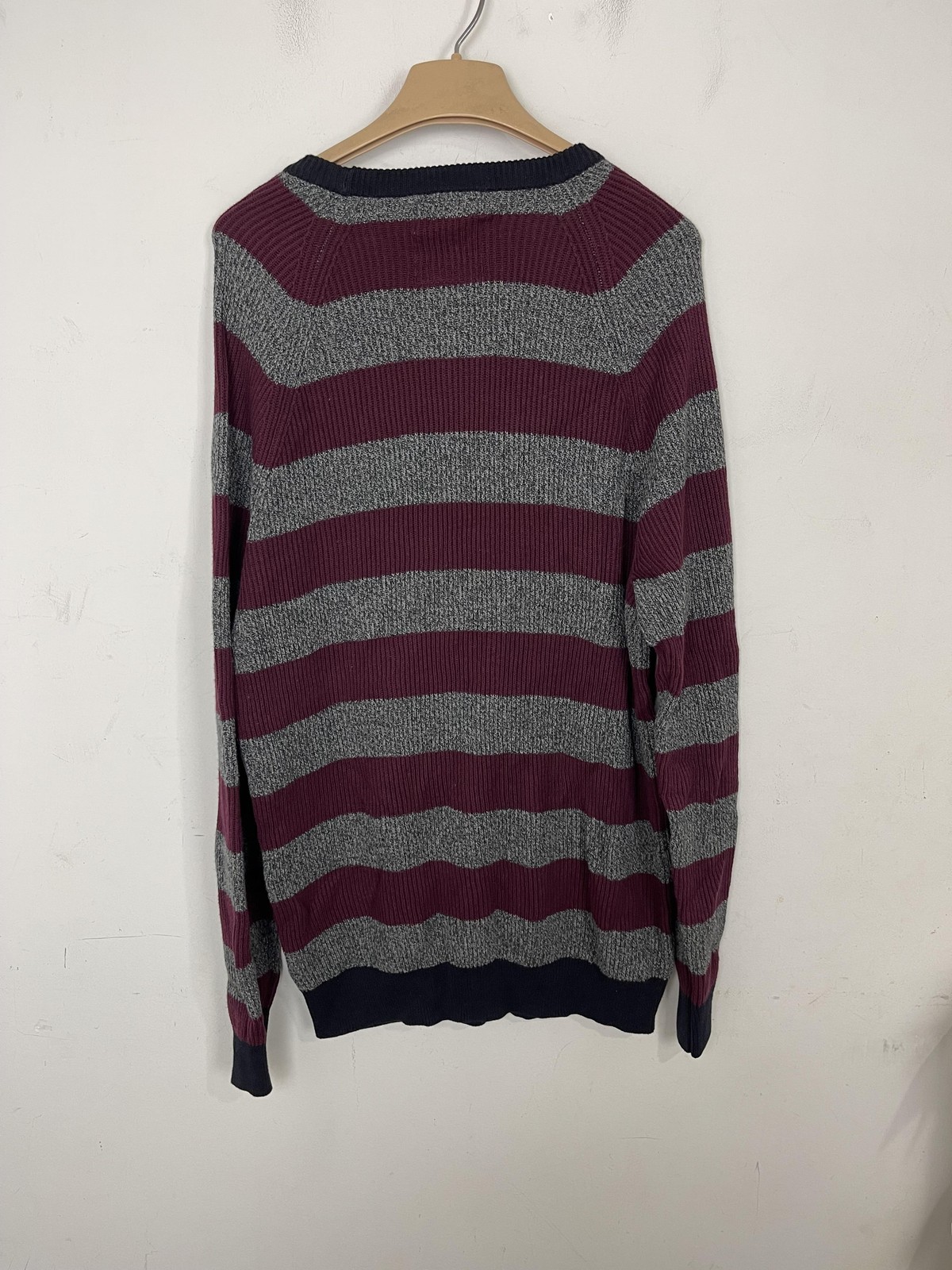 American Eagle Sweater Men Large Striped Academia School Crewneck Rugby Pullover