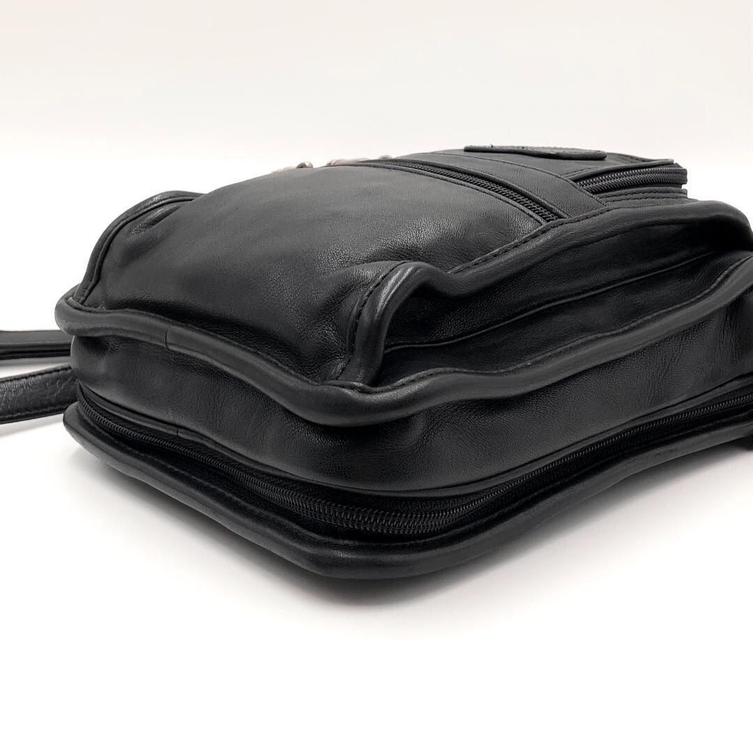 TUMI Leather Black Crossbody Shoulder Bag Travel Organizer Men’s 25cm 17cm