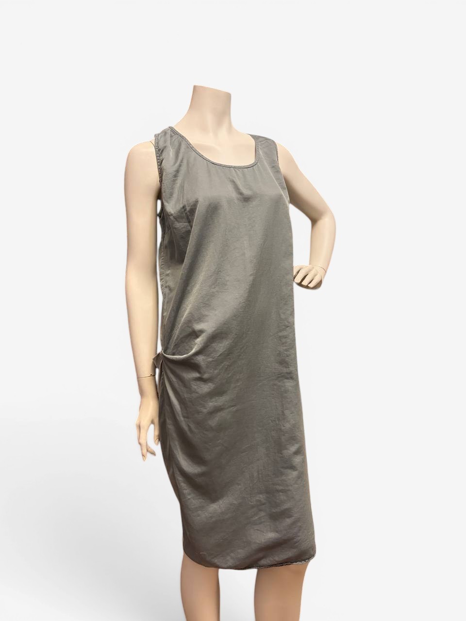 MM6 Margiela Cotton Silk Satin Midi Dress Sleeveless Gray IT 46 Made Italy