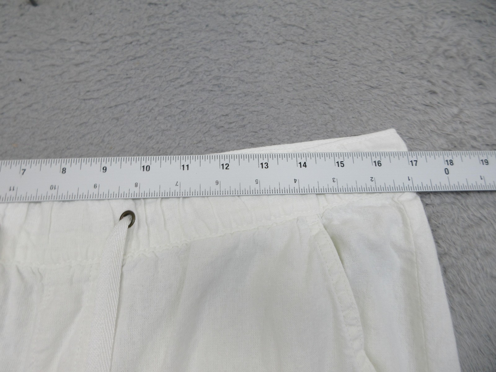 Womens L White Linen Blend Cargo Jogger Pants Drawstring Coastal Beach Utility