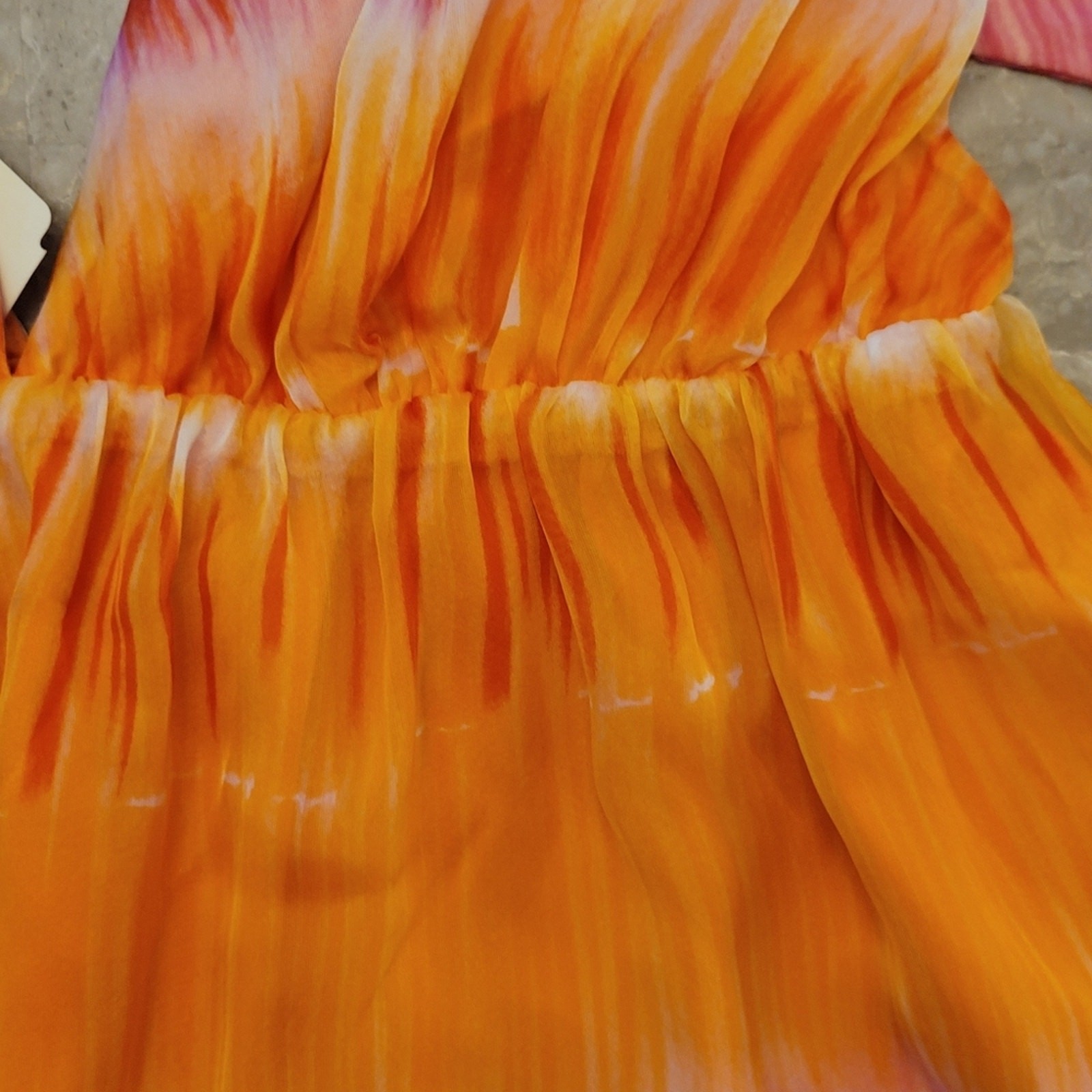 Alice + Olivia – Silk Plunge Orange Pink Neck Tie-up Halter Blouse – Size Medium