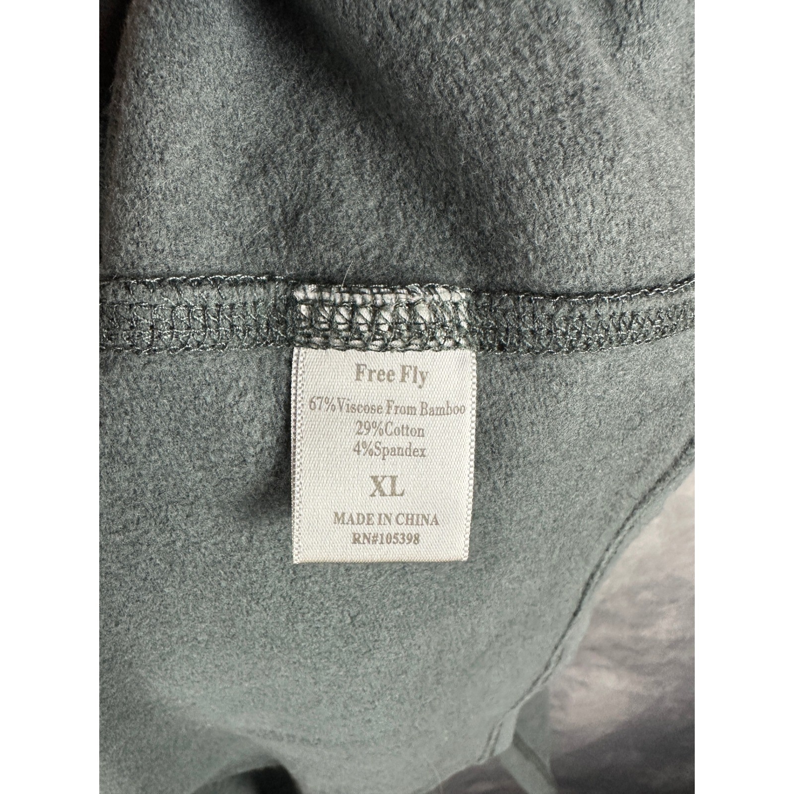 Free Fly Mens Bamboo Fleece Quarter Zip Pullover Grey XL Chest Pocket