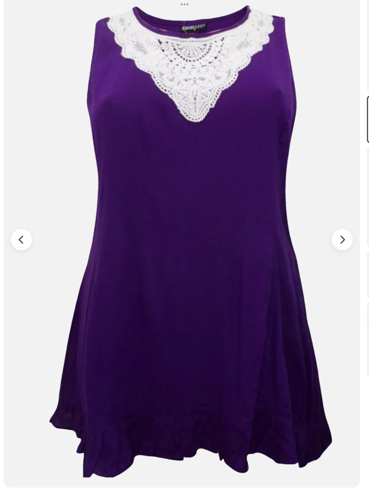 EAON Plus Purple Long TUNIC TOP Crochet Plus Size 18 20 22 24 26 28 30 32 34 36