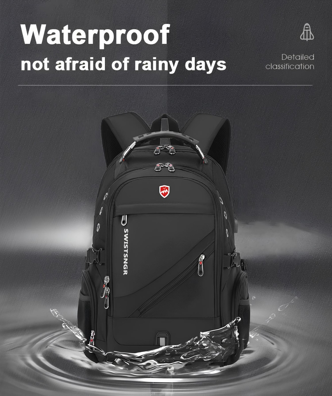 Waterproof 17.3/20 Inch Laptop Backpack Men USB Charging Swiss Backpack Travel