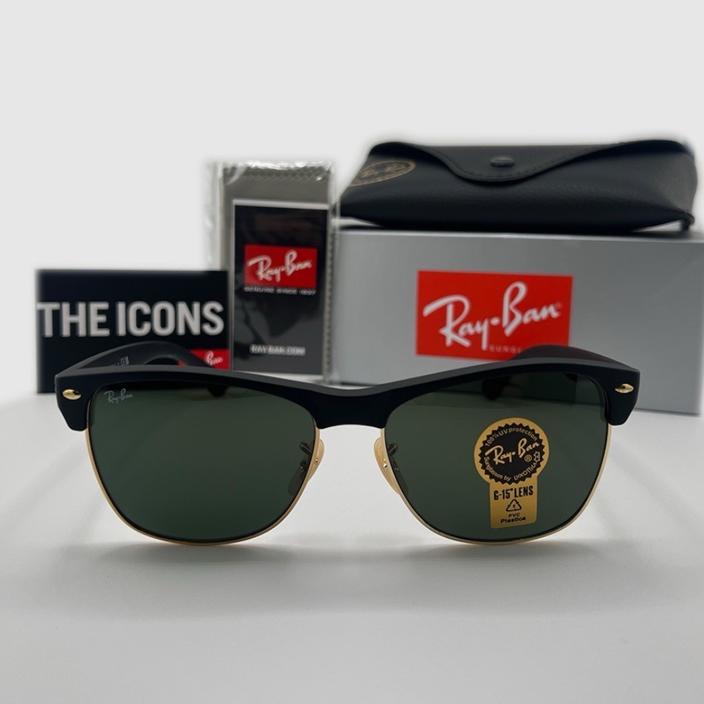 Ray-Ban RB4175 Clubmaster Oversized Square Sunglasses Black Green G-15 56mm