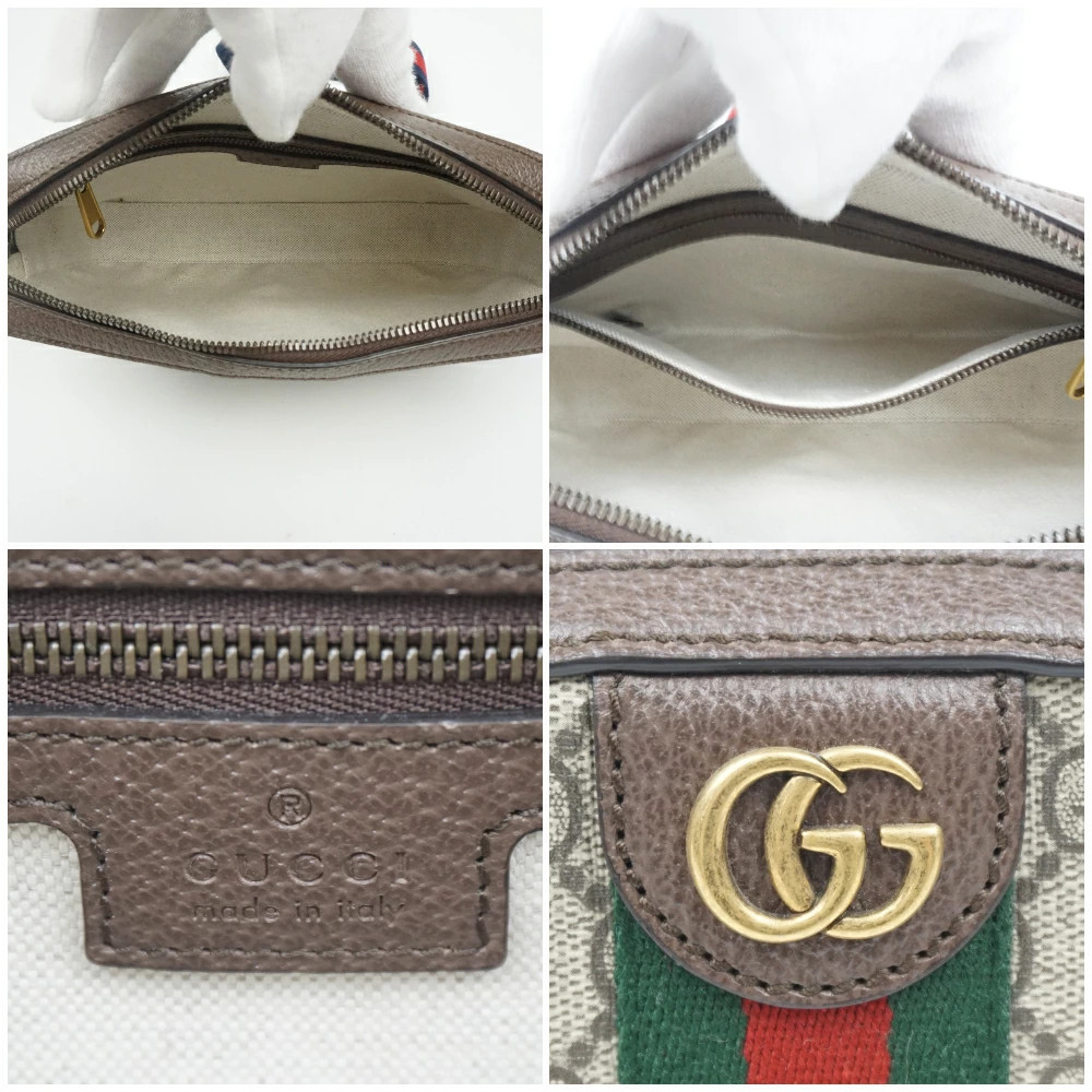 GUCCI 699439 Ophidia Shoulder Bag Beige Brown Crossbody Bag