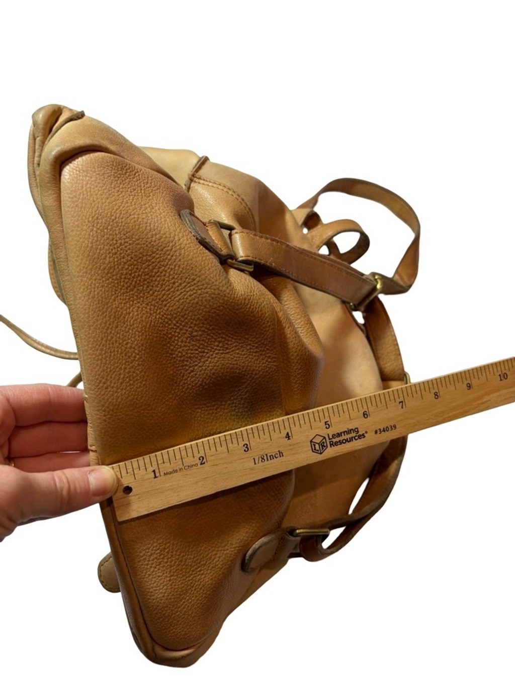 Cut N Paste Leather Backpack Tan Cargo Pocket Slouchy Distressed Boho flaw