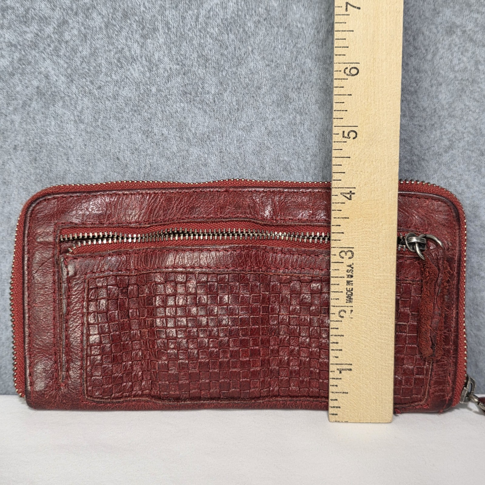 Cowboy Bags Wallet – Red Leather – Weave Pattern Western Style