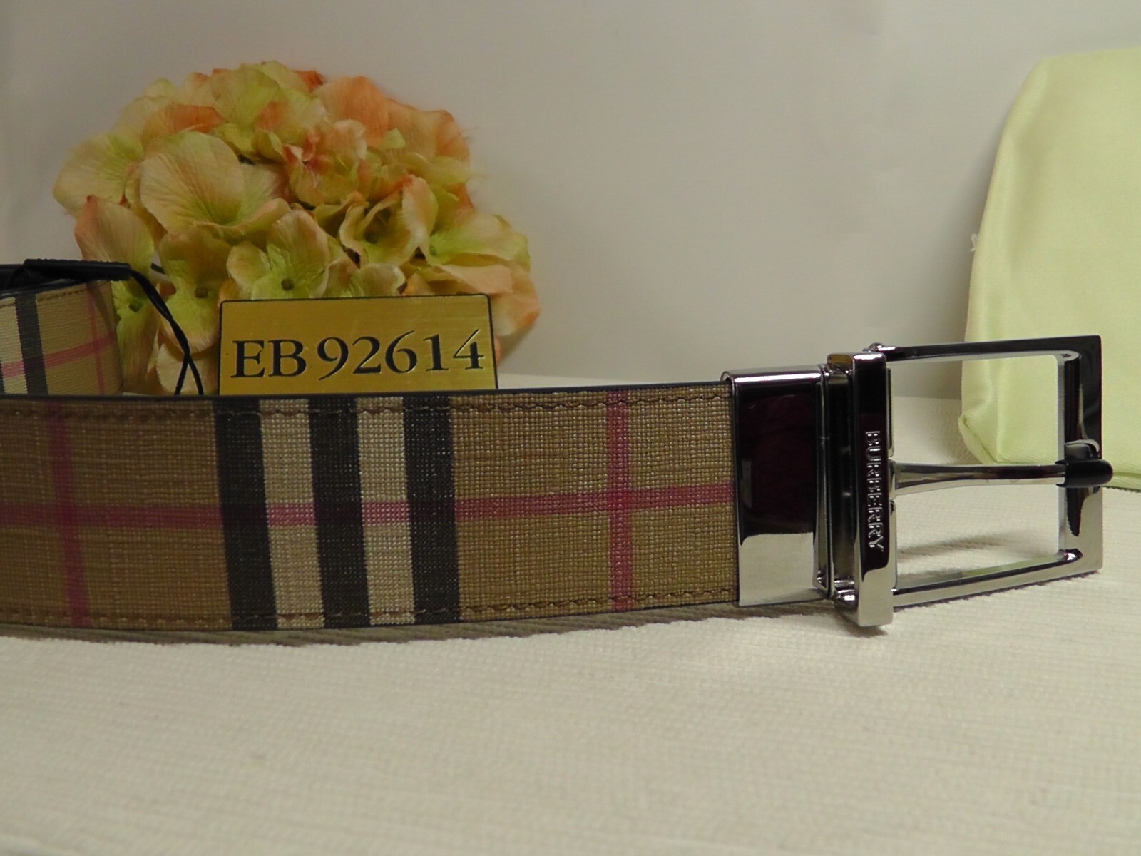 BURBERRY Archive Beige / Black Vintage Check E-Canvas Reversible Belt Size 105cm