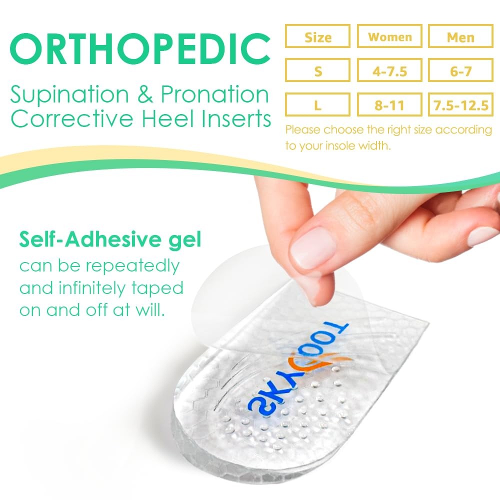 2 Pairs Heel Wedges for Over Supination & Over Pronation, Re-Usable Adhesive …