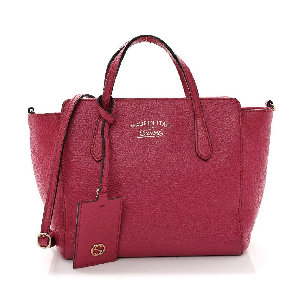 Gucci Pink Pebbled Small Tote w/ Detachable Adjustable Strap, Gold HW