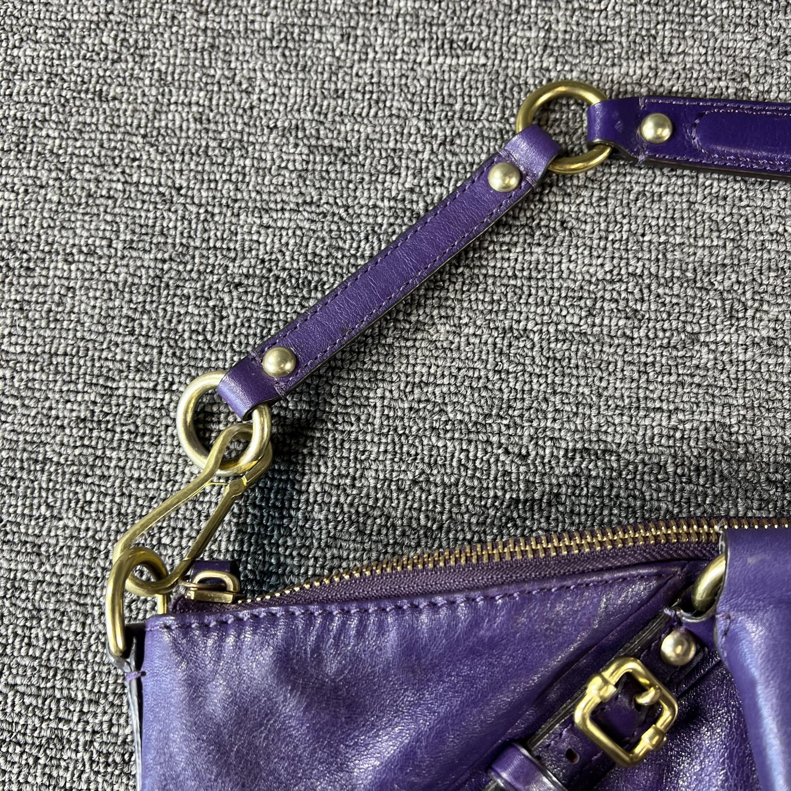 Coach Satchel Bag Womens Purple Leather Madison Sophia Top Handle Zip