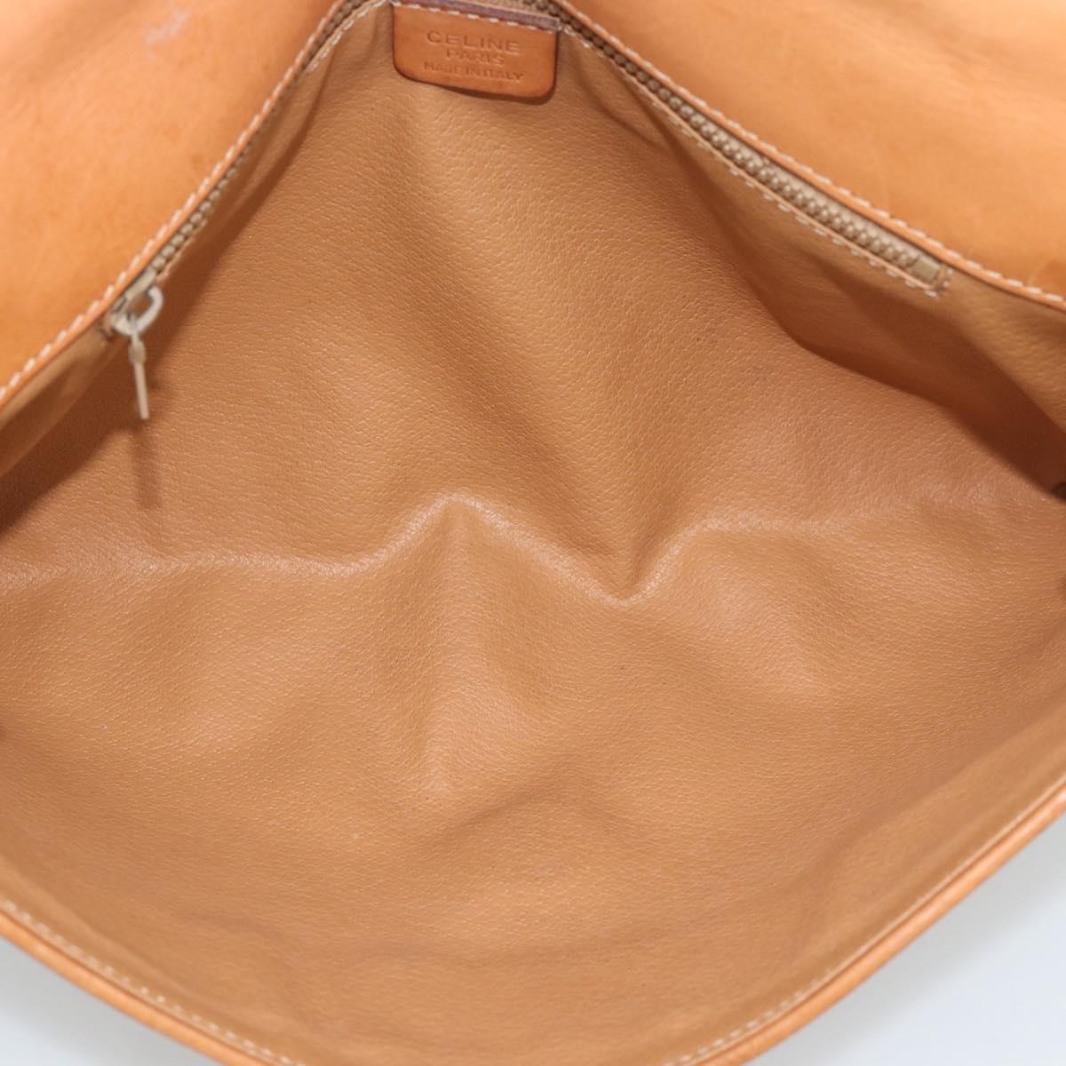 CELINE Macadam Clutch Bag PVC Beige Gold Auth 194369
