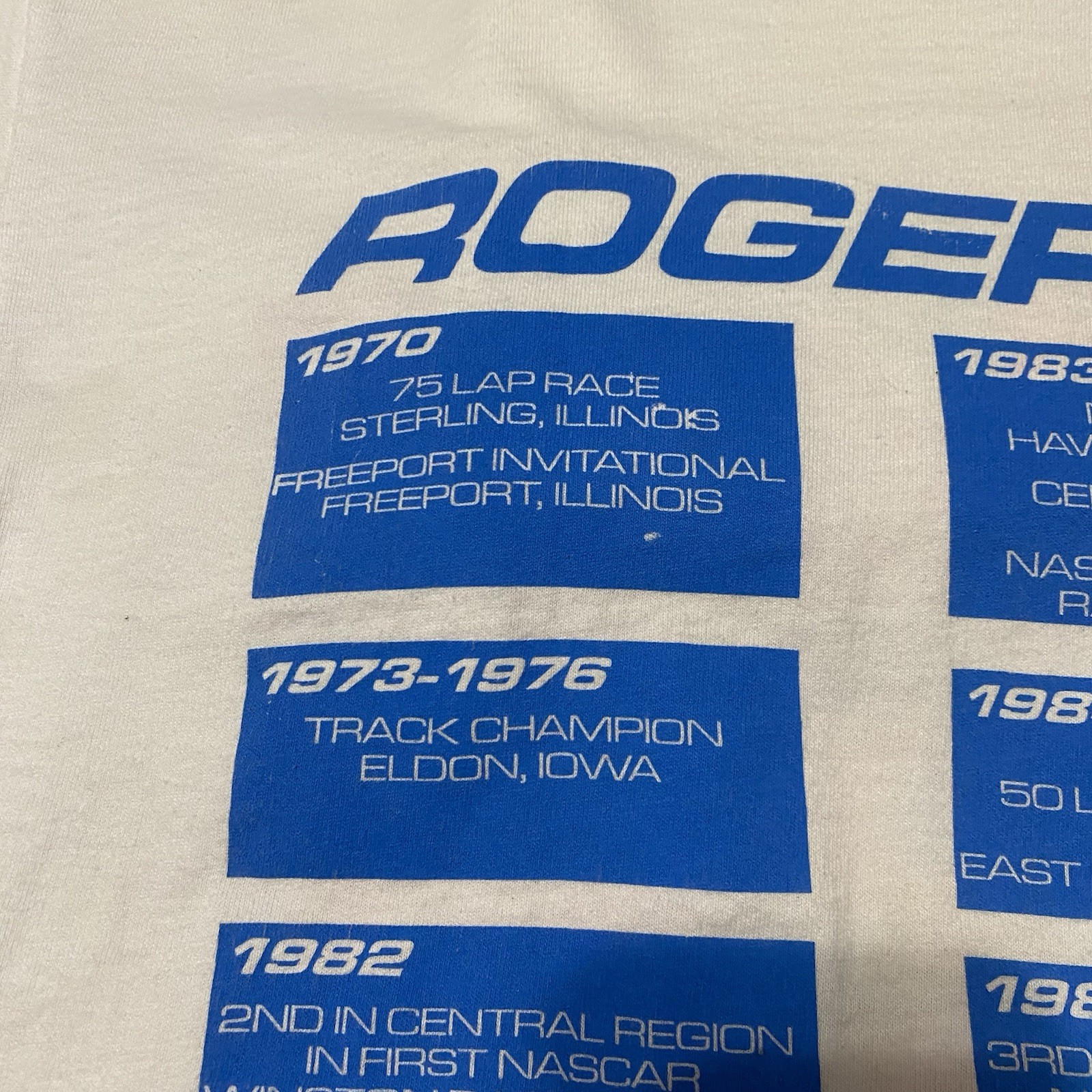 Vintage Roger Dolan Dirt Track Racing Shirt XL 22.5×30.5 Stains/Need Oxiclean