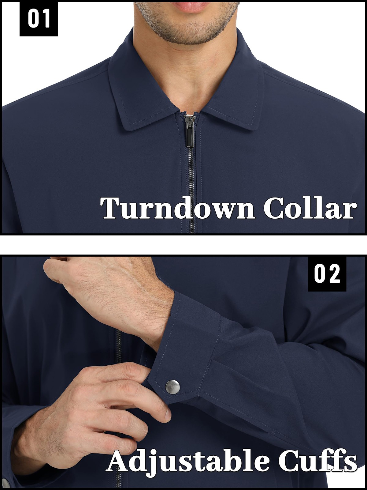 Men’s Lightweight Bomber Jacket Full-Zip Spring Fall Track Coat Casual Outwear