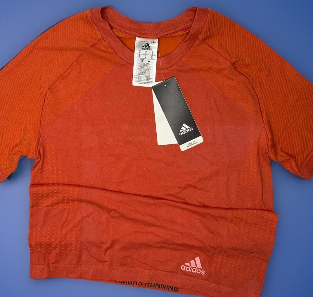 Adidas Shirt Men Sz S Ultralight Primeknit NMD Running Tee Amber Orange CZ5280