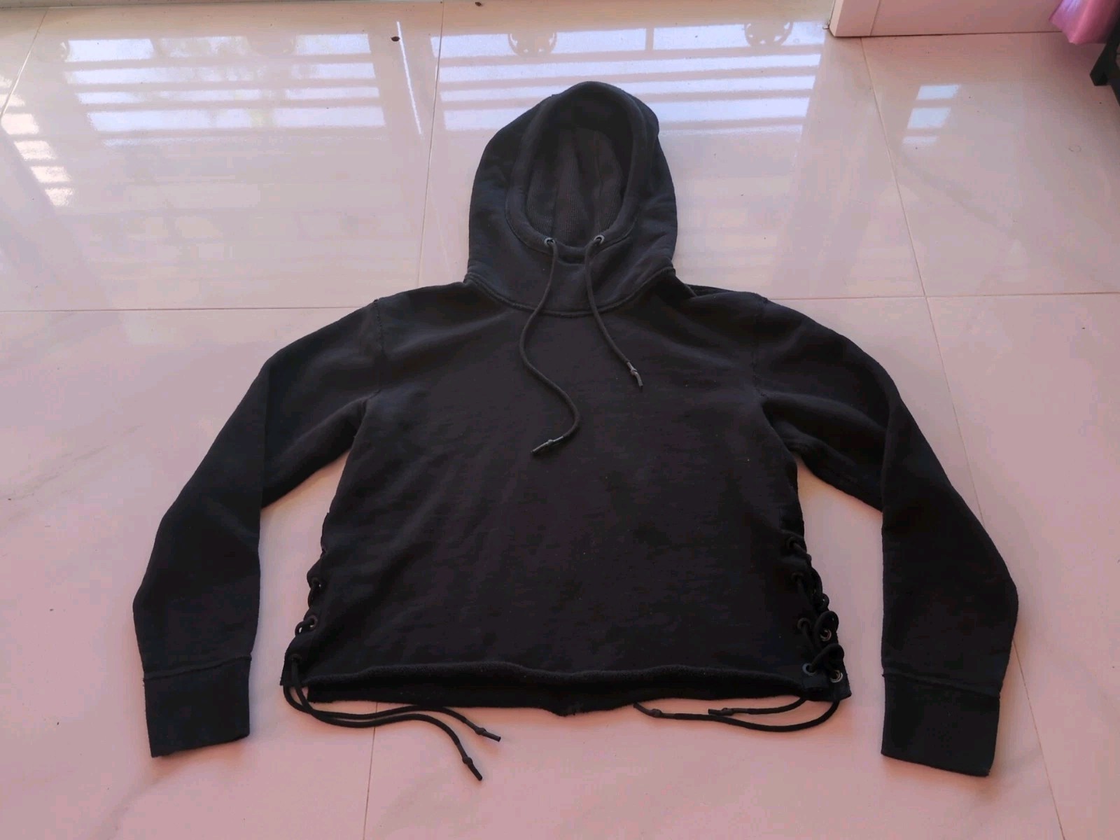 Rag & Bone Amelia Womens Cotton French Terry Cropped Hoodie Size Small Black