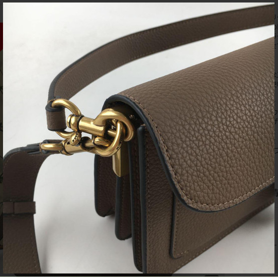 COACH CH857 Tabby Shoulder Bag 26 Polished Pebble Leather Dark Stone Outlet New