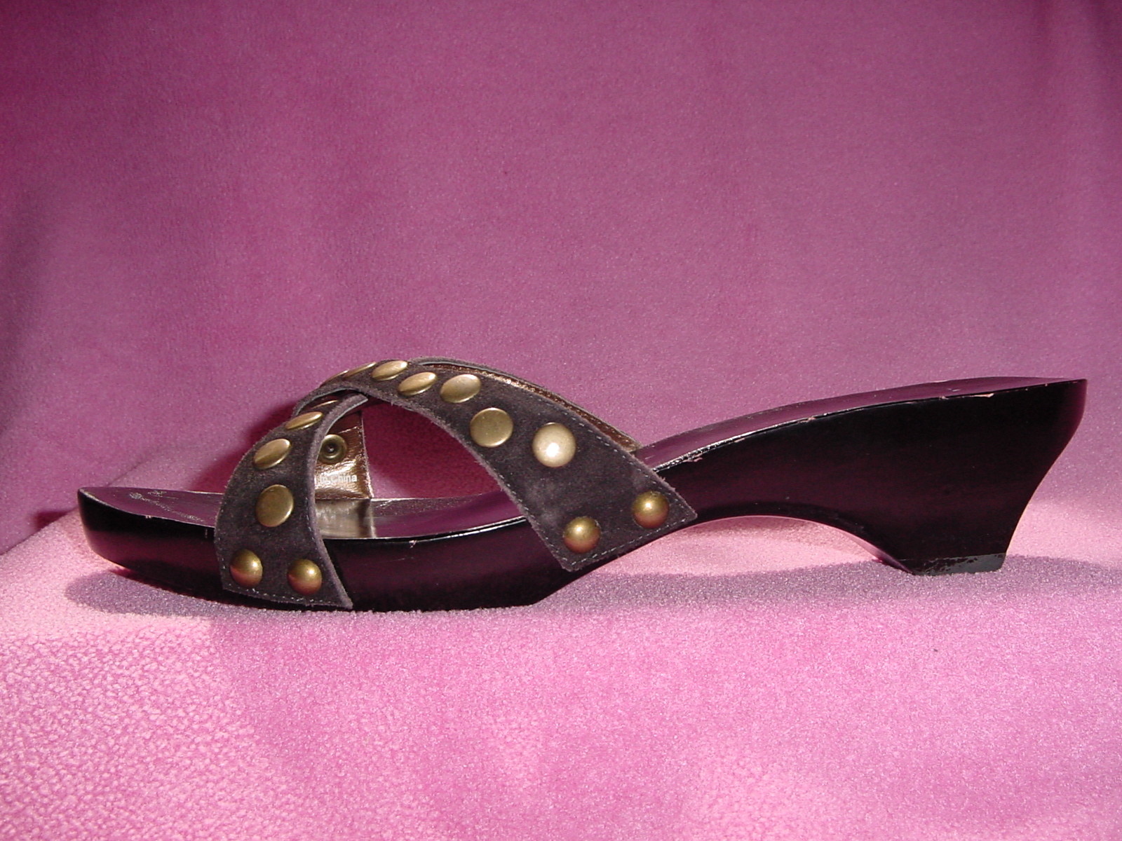 BROWN SUEDE Slide Nail Heads “Cybil” by Jessica Bennett 7.5~8.5 NEW~FREE SHIP