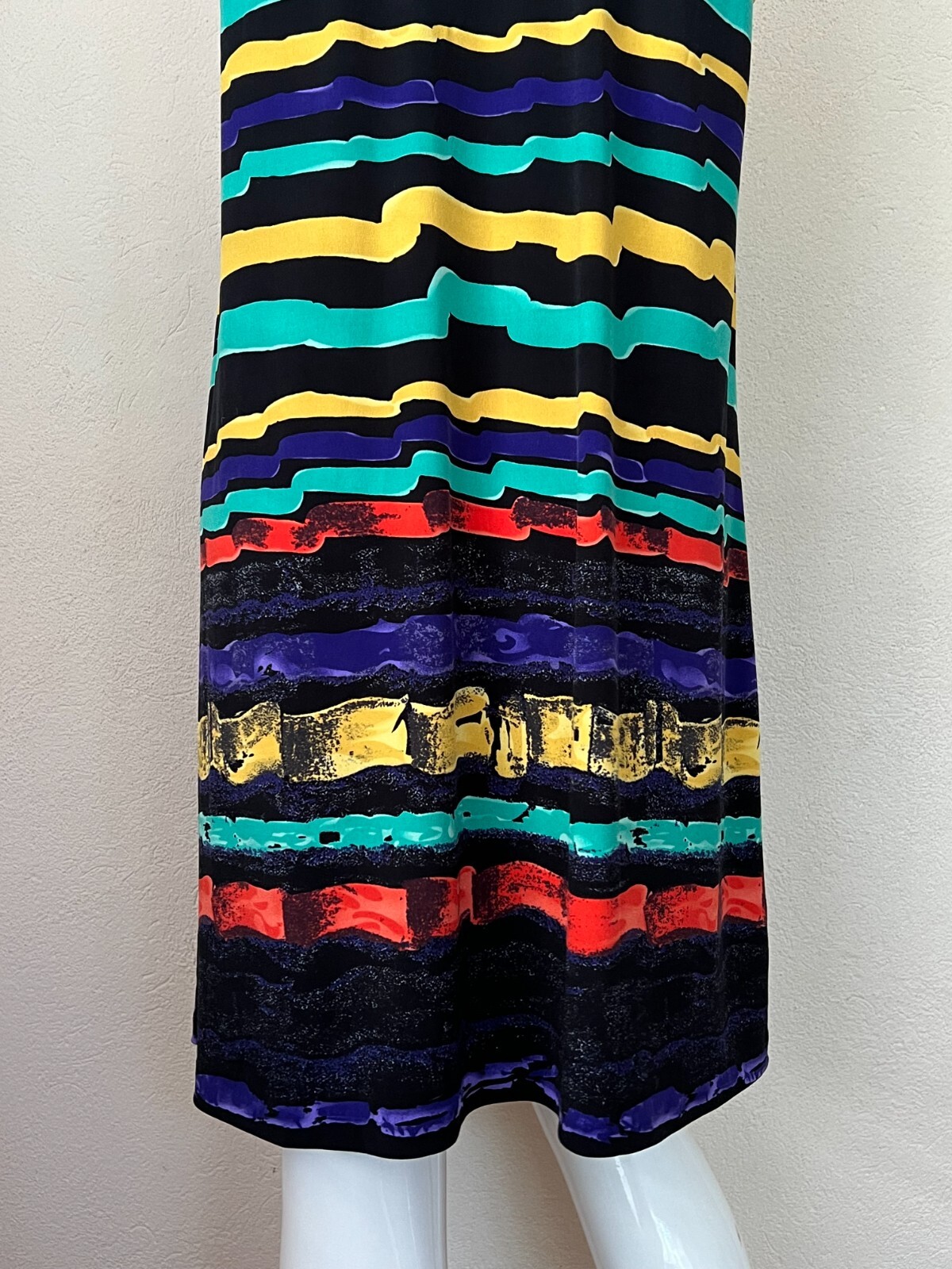 Leona Edmiston Ruby Dress Size 3 | 14 Black Yellow Green Blue Red Stripe Party