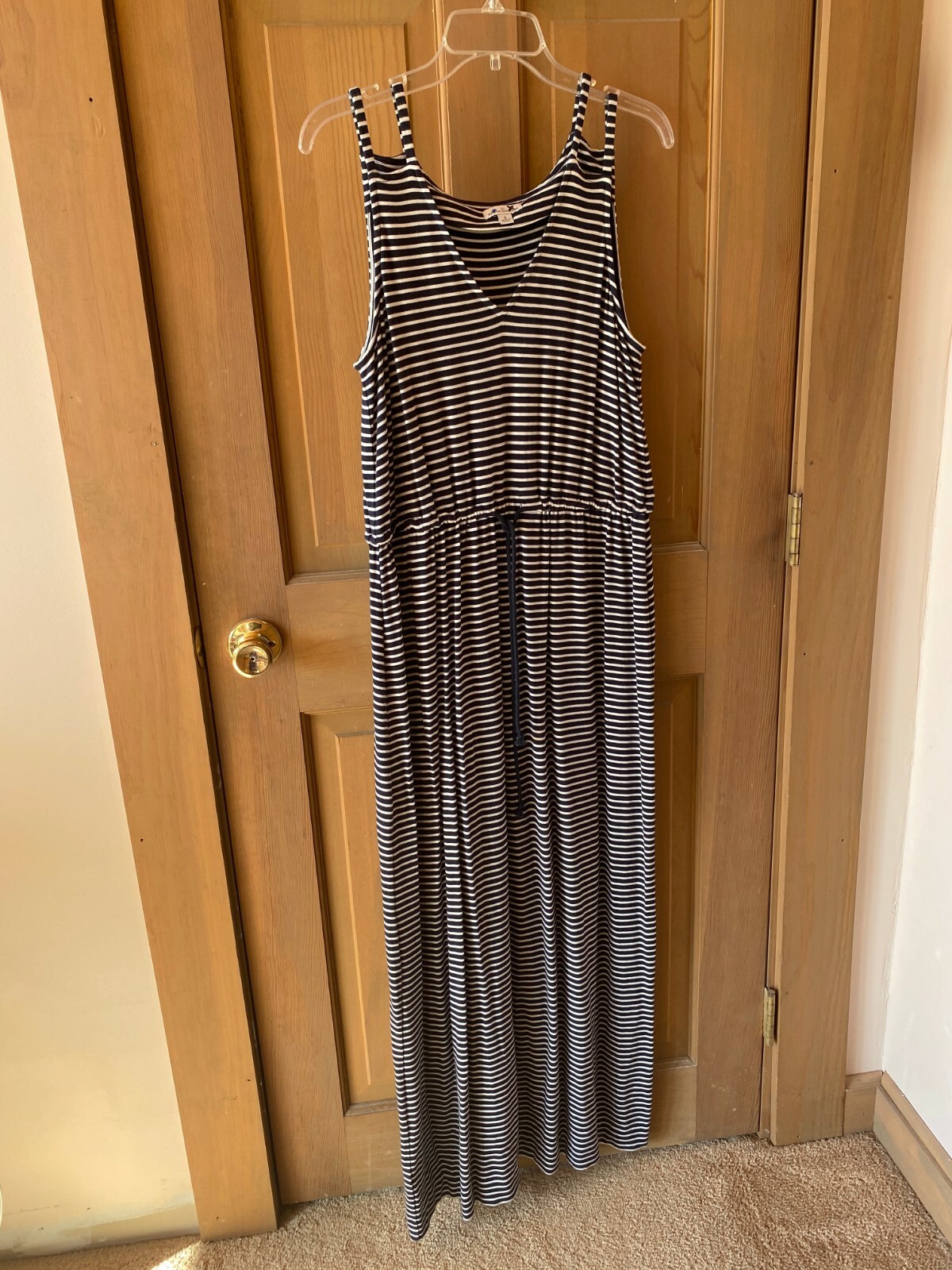 Womens LL Bean striped cotton maxi dress size S in EUC