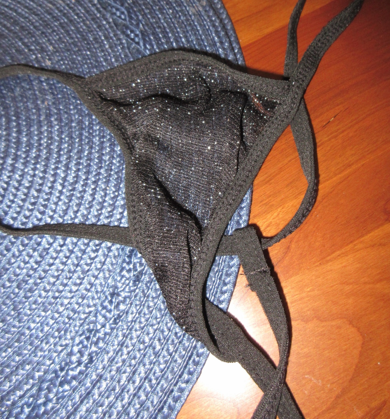 NWOT lot 4 THONGS YELLOW BLACK sparkle string COTTON assorted sizes panties