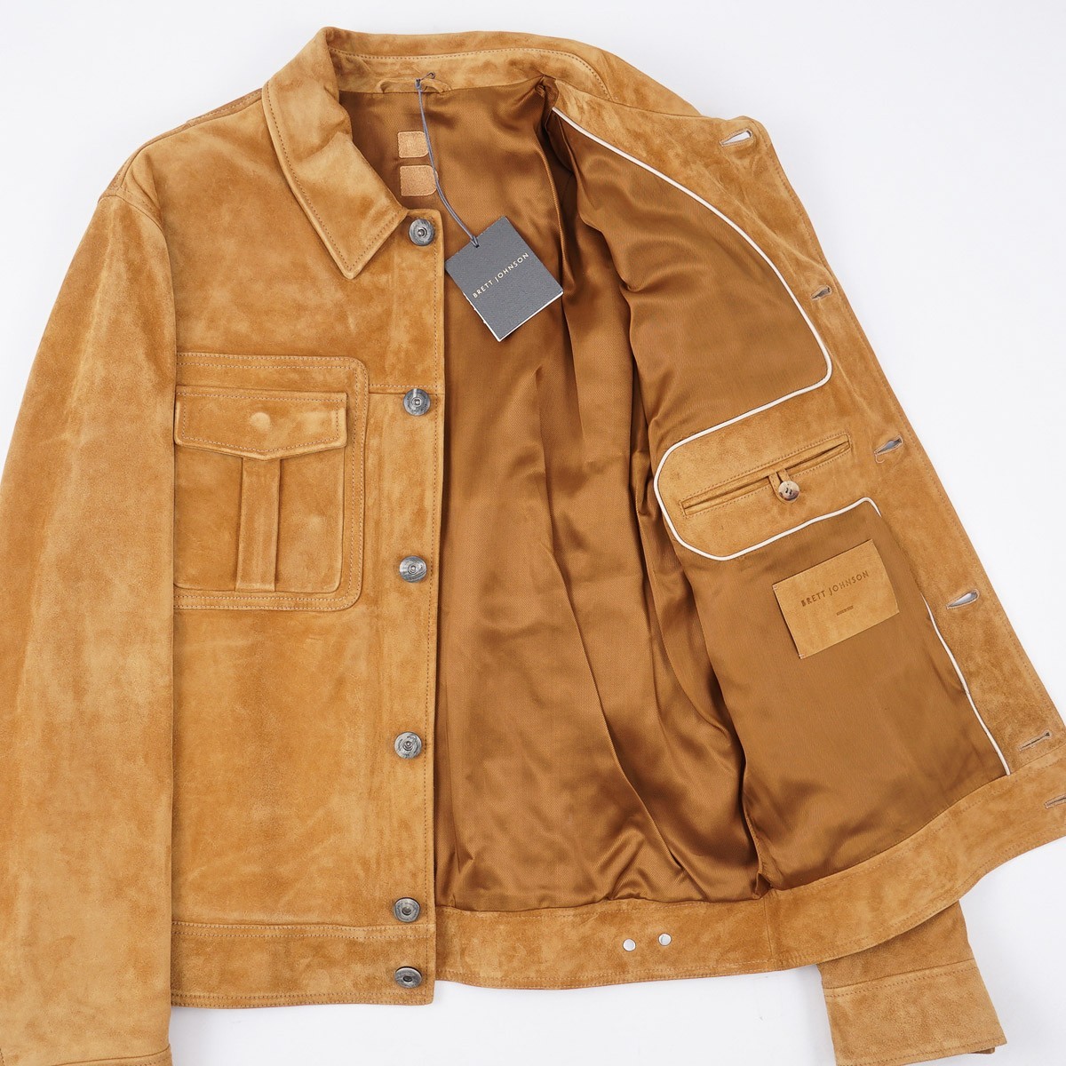 Brett Johnson Camel Tan Calf Suede Leather ‘Sedona’ Jacket XXL (Eu 56) NWT