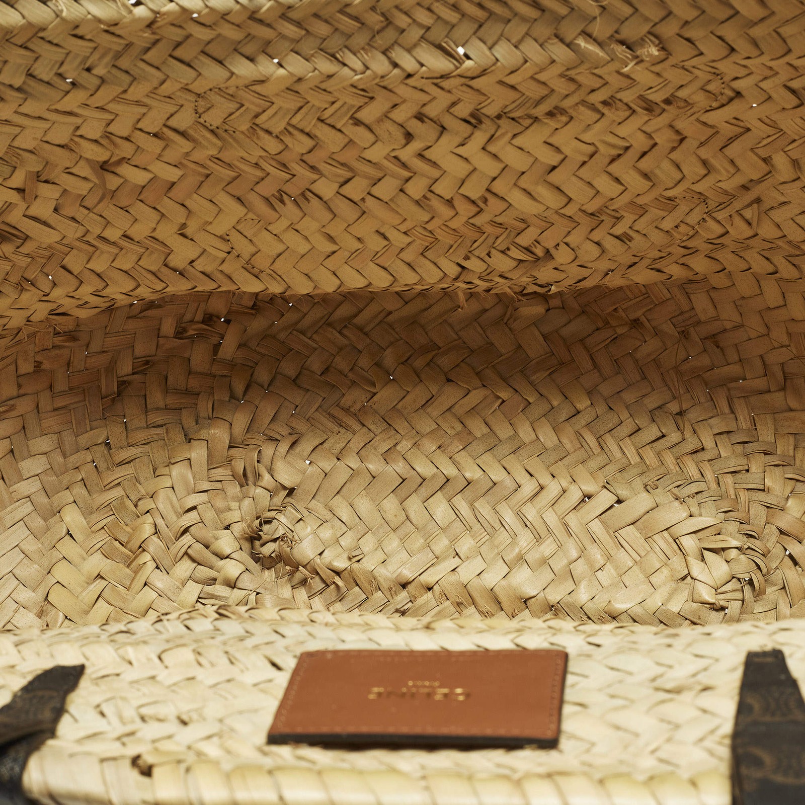 Celine Triomphe BlackBeige Raffia and Printed Coated Canvas Basket Bag