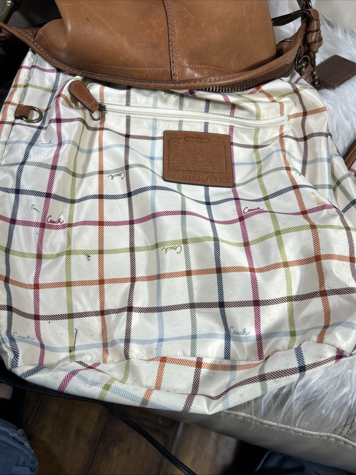 Vintage Coach Bag Bleecker 11423 Wristlet Whiskey Tattersall Duffle Dust Bag!