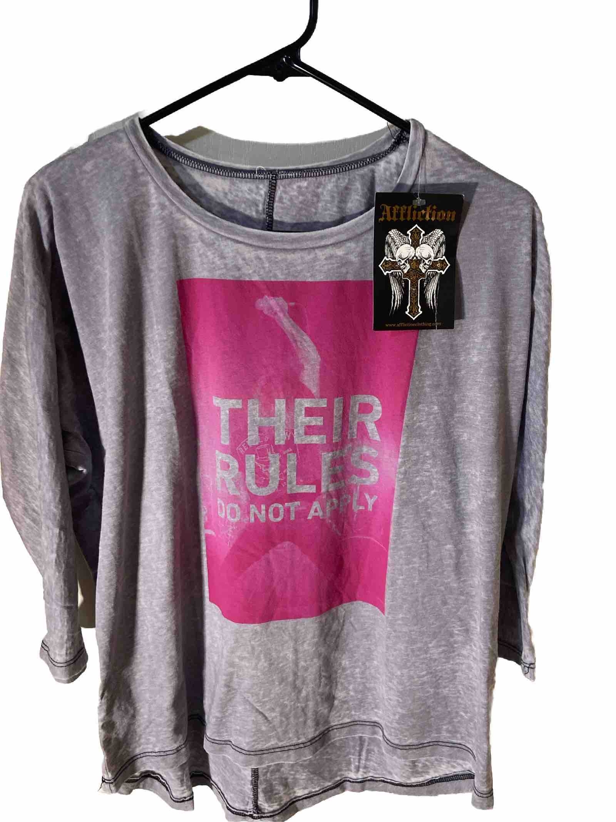 Affliction T Shirt Women’s Large Purple Their Rules Do Not Apply Creed Rules