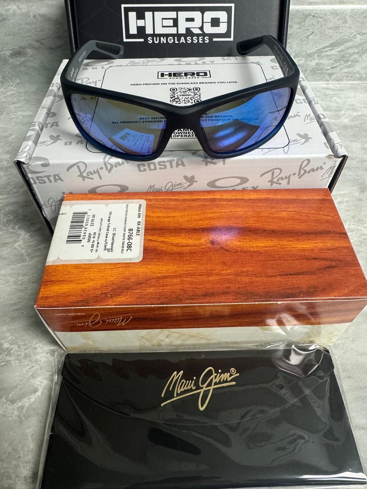 MAUI JIM | NEW | KANAIO COAST | B766 – 08C | MATTE TRANSLUCENT BLUE BLACK | STRI